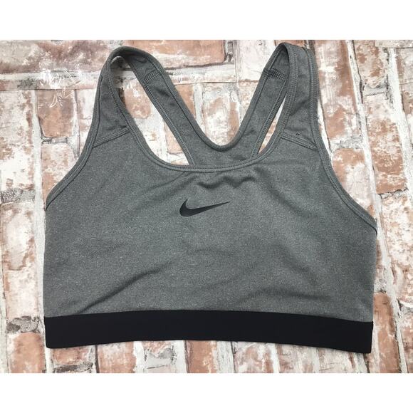 Nike Pro Sports Bra Dri-Fit Size Medium Gray GYM Activewear Womens NON-PADDED - Picture 1 of 6